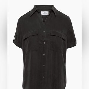Babaton Utility Button Up Tencel Short Sleeve in Black